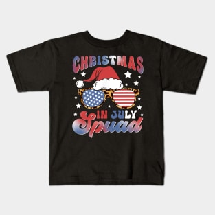 Christmas In July Funny Christmas In July Squad Xmas Leopard Kids T-Shirt